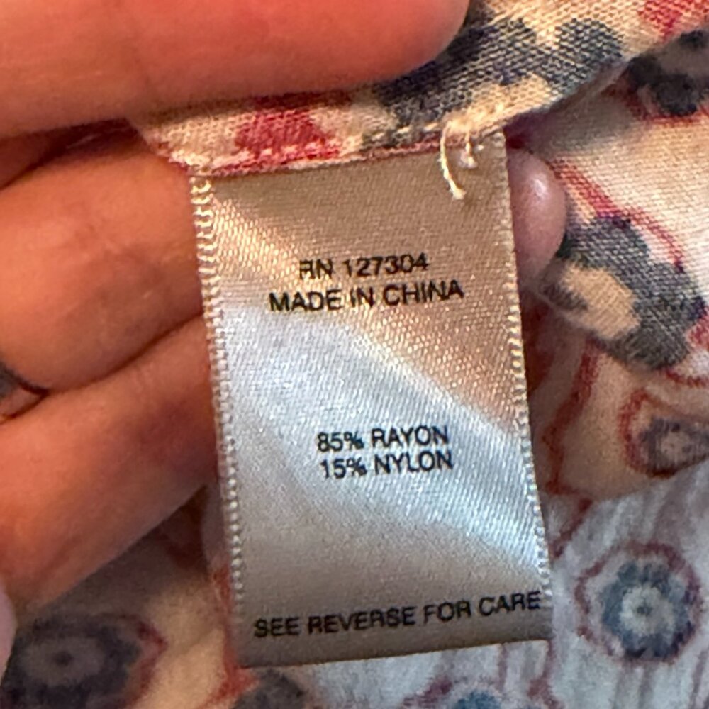 John Mark Boho Patchwork Peasant Blouse Red Blue … - image 5